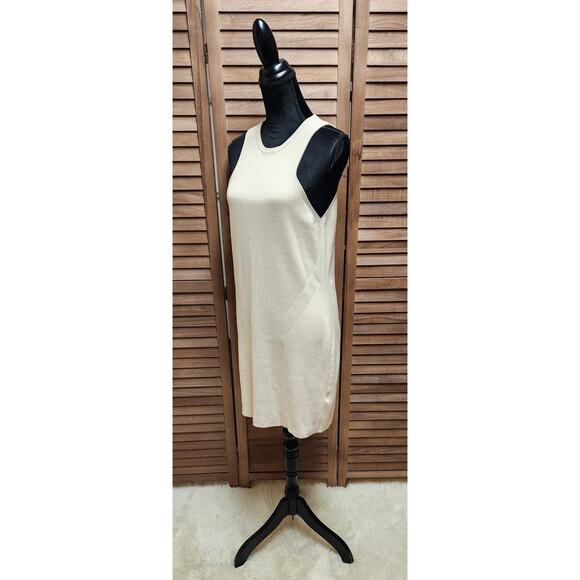Express Womens Size XL Sleeveless Mini Waffle Knit Rib Polo Textured Cream Dress - Picture 4 of 7
